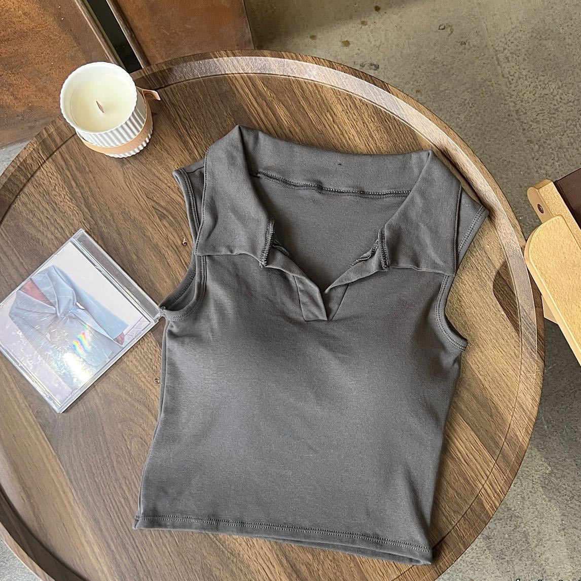 Trendy Collar Built-In Bra Top